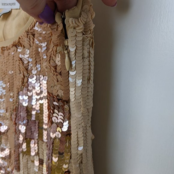 Boston Proper Sequin Mini Strappy Geometric Dress Size 0 - Picture 4 of 10